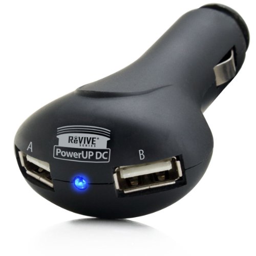 REVIVE Universal Dual USB Car Charger with DC Adapter and 2.1A Rapid Charge Output - Compatible with Apple, Samsung, LG and More Smartphones, Tablets, MP3 Players Plus Many Other Devices