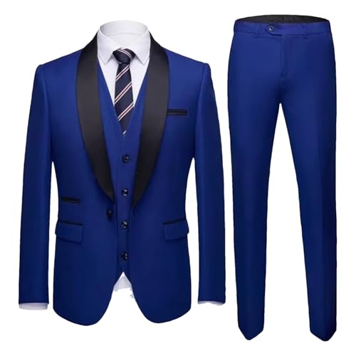 Men’s 3-Piece Tailcoat Suit Set, Slim Fit Wrinkle Resistant Jacket Vest & Pants, Wedding Dinner Formal Wear - Main Image