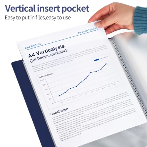 SOYIRI 2 Stück Sichtbuch A4, Präsentationsmappe Mit 80 Taschen für Schule und Büro(Blau)