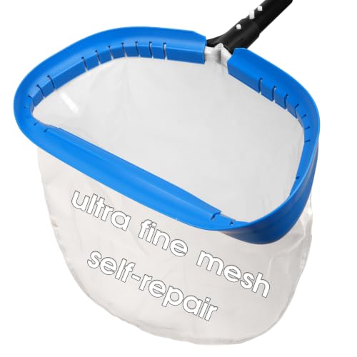 TidyMister 14'' Ultra Fine Mesh Pool Skimmer Net Rake for Sand Silt Pollen Debris - Super Extra Fine Nylon Cleaning Pool Net for Above Ground & In-ground Swimming Pools