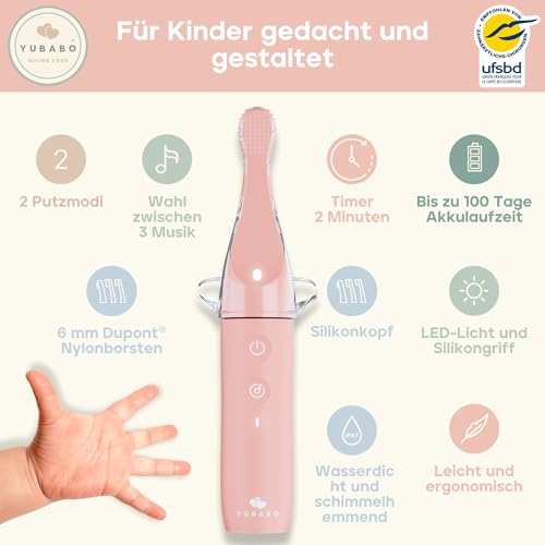 Elektrische zahnbürste kinder - kinderzahnbürste elektrisch - sonicare kids - Musikalisch - 100 Tage Autonomie - Wiederaufladbar - Von Zahnärzten empfohlen (Rosa, 1-3 Jahre) – Bild 5