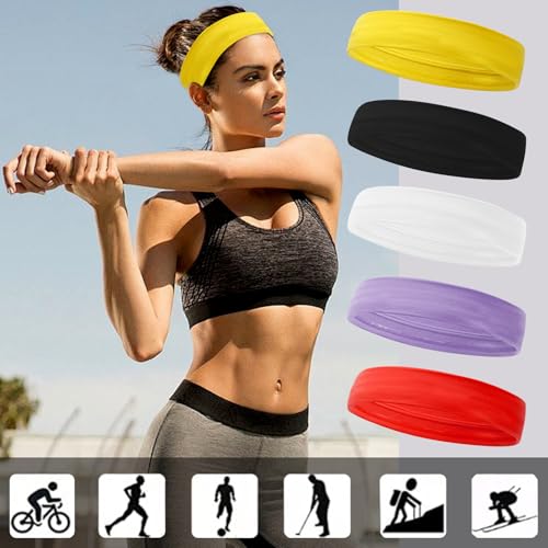 Image of Workout Headbands Non Slip Headband Sport Headbands Sweatbands Elastic Sport Hair Bands for Sports Travel Indoor Fitness Gym