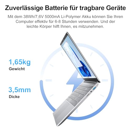 jumper 2026 Laptop 15,6 Zoll FHD Display, 12 GB RAM 512 GB ROM, Office 365, 2 Core Prozessor Notebook(bis zu 2,3 GHz), Akku 38 Wh, 2 Stereo-Lautsprecher, USB 3.0, Type-C, Digitale Tastatur