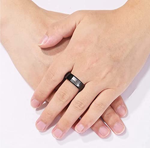 Vakki 8Mm Black Tungsten Wedding Band For Men With American Flag Domed Polished Finish Wedding Ring Engagement Anniversary Size 11 #TOP3
