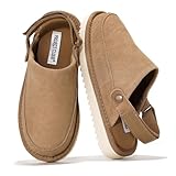 Project Cloud Kids Clogs Genuine Leather with Back Strap - Memory Foam & Lightweight Slip-on Boys and Girls Sandals Adjustable Straps & Non-Slip Clogs for Kids Sandals(LilGoldstar,CHSTNUTSUED,3)