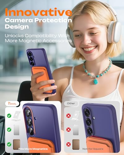 Image of TOCOL for Samsung Galaxy S26 Case, Compatible with Magsafe, Full Camera Protection, Built-in Magnetic Ring, Drop Protection, Translucent Matte Phone Case for S26 6.3 inch (Midnight Purple)