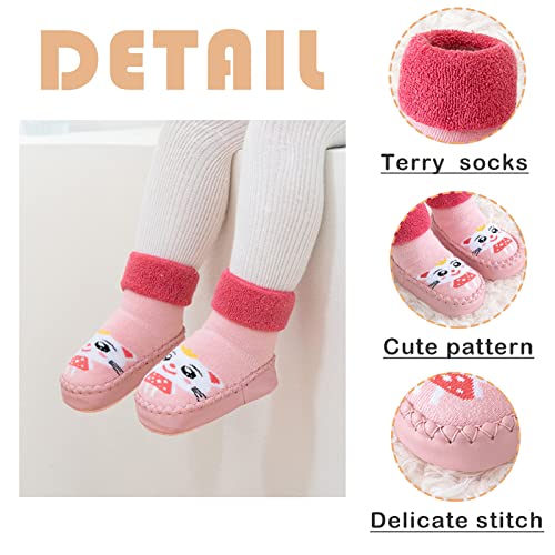 Happy Cherry 3 Pairs Baby Cotton Shoes Socks Anti-slip Cartoon Socks3