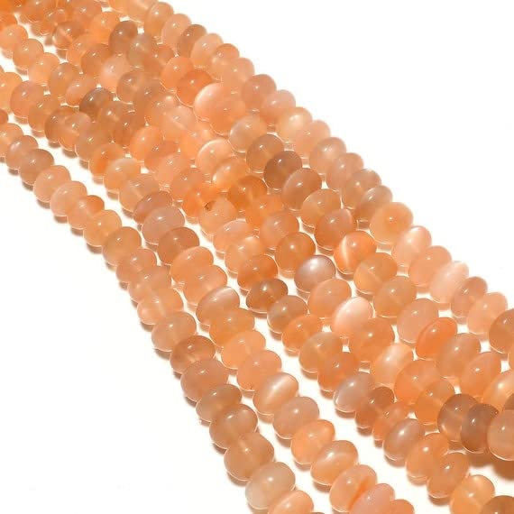 Rondelle beads orange moonstone en fil de 17 pouces de qualité supérieure