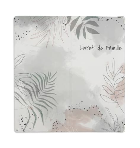 Nemau - Étui Livret de Famille - Protège-Livret Officiel - Housse en Gomme Expansée - Format Mairie - Fabriqué en France - Souple, Imperméable, Élégant - Modèle feuillage Abstrait Rose et Gris – vue 4