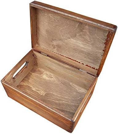 Wooden Box 30x20x13.5 cm with Lid and Handles in Brown Color