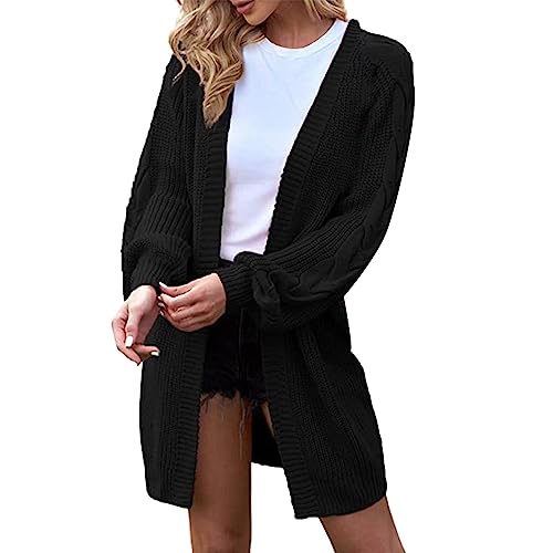 Cardigan Sweater for Women Cable Knit Sweater Coat Chunky Cardigan Sweater Solid Open Front Maxi Long Knitted Sweaters