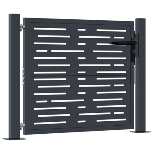 vidaXL Garden Gate Outdoor 105x105 cm – Anthracite Steel Square Design with Laser-Cut Pattern – Durable, Lockable, and Galvanized for Extra Security