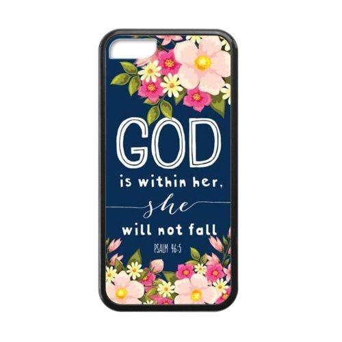 Hot Style - PSALM 46:5 God is Within Her,She Will not Fall- Bible Verse iPhone 5C TPU (Laser Technology) Case