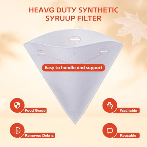 Image of 12 Pcs Maple Syrup Filters Set, 1Qt Reusable Premium Food Grade Filters | Include (1) Heavy Duty Boiling Filter (10) Pre Filters for Sap Collection and (1) Nylon Mesh Filter - (Cone Shape)
