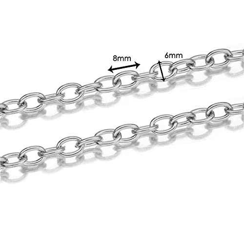 4.5Meter 15Ft Stainless Steel Cable Chain Link In Bulk For Necklace Jewelry Accessories Diy Making 6X8Mm #TOP3