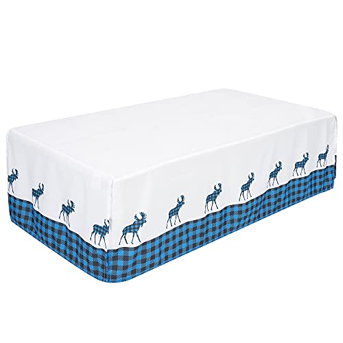 Kiddos Buffalo Plaid Crib Bedding Set- Woodland Theme-Unisex For Boys Or Girls- 3 Piece- Luxury Microfiber- Perfect For Baby Shower- Wild Blue #TOP7