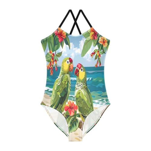Girl's One Piece Swimsuit Parrots on The Beach Beach Bathing Swimwear
