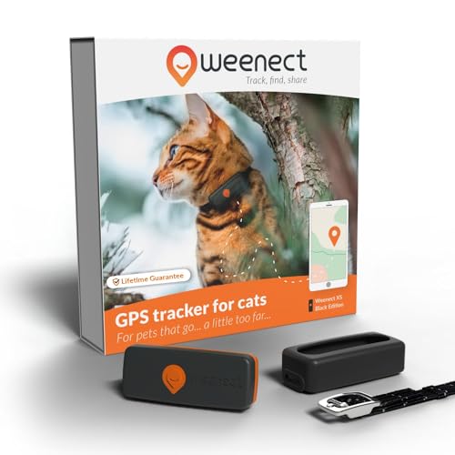 Weenect Cat XS - NEW GPS Tracker for Cats | Real-time Mini GPS Tracker for Cats | Smallest model on the market | Operates with a subscription | Collar included