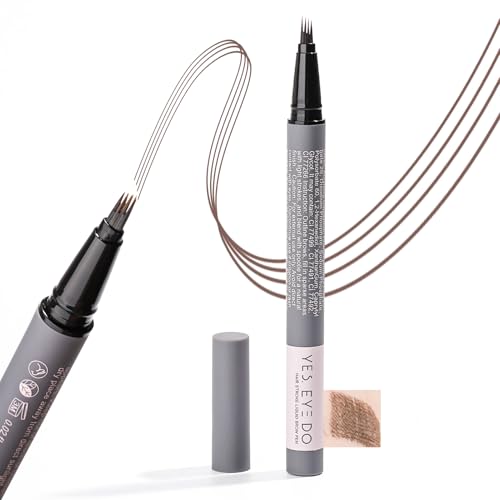 Image of Eyebrow Pencil Medium Brown, Ultra fine Brown Eyebrow Pencil for Women, 4-Prong Fork Tip for Realistic, Natural Brows, Smudge-Proof Formula for 24h YES.EYE DO (Velvet Mocha-Medium Brown)