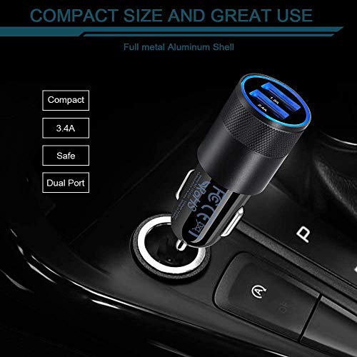Image of Type C USB Car Charger for Samsung Galaxy S23 S22 S21+ S21 Ultra 5G S20 FE S20+ S10 Plus Note20 A02S A03S A12 A13, Google Pixel, Dual-Port Power Cigarette Lighter Adapter 6ft USB C Cord Braided Cable