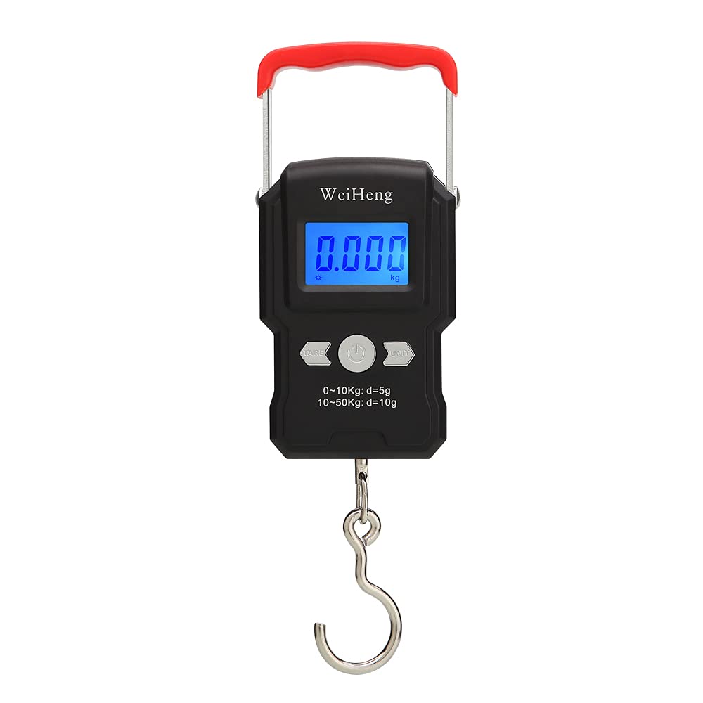 OUNA Portable Scale,50Kg/5g L Digital Display Bght Portable ing Hook Scale Double Accuracy Fishing Travel Electronic Weighing Scale