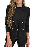 Hdieso Womens Solid Color Casual Long Sleeve Lapel Button Blazer Jacket Black