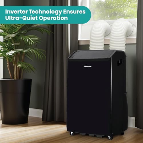 Image of Hisense 10,000 BTU Smart Portable Inverter Air Conditioner with Quiet, High Efficiency Operation and Wi-fi Controls, AC Unit for Apartment, Living Room, Medium Rooms up to 450 Square Feet in Black