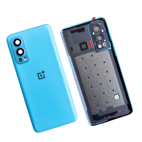 Image of Replacement Glass Back Battery Door Housing Panel with Camera Frame Logo and Adhesive Sticker for OnePlus Nord 2 5G DN2101 (Blue Haze)