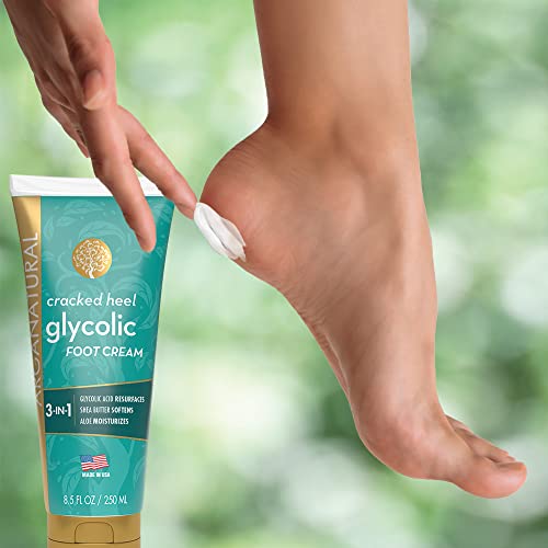 Arganatural Cracked Heel Glycolic Foot Cream 250Ml/8.5 Fl Oz, Glycolic Acid, Shea Butter And Aloe, Gentle Foot Exfoliation #TOP3