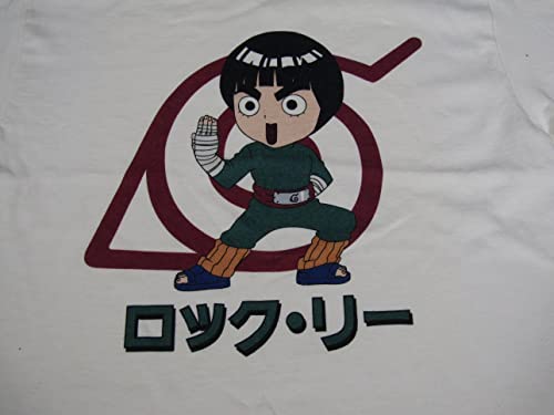 Naruto Classic Lee and Konohagakure Symbol Boy's White T-Shirt2