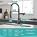 SoliForge Kitchen Faucet with Pull Down Sprayer,Double Head Modern Single Handle Spring Loaded Stainless Steel Faucet for Commercial Industrial Farmhouse Camper Laundry Tools RV (Black)