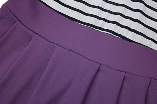 Image of BI.TENCON Women's Striped Pleated Casual A-Line Dresses Knee Length with Pockets