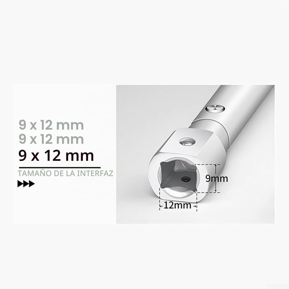 Llave dinamométrica digital con rango ajustable de 6,8 a 135 Nm, ajustable y reemplazable