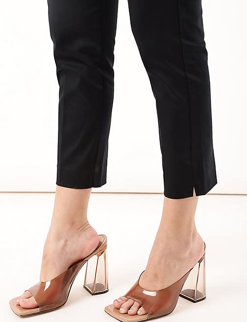 Image of Marks & Spencer Womens Solid Mid Rise Slim Fit Trouser