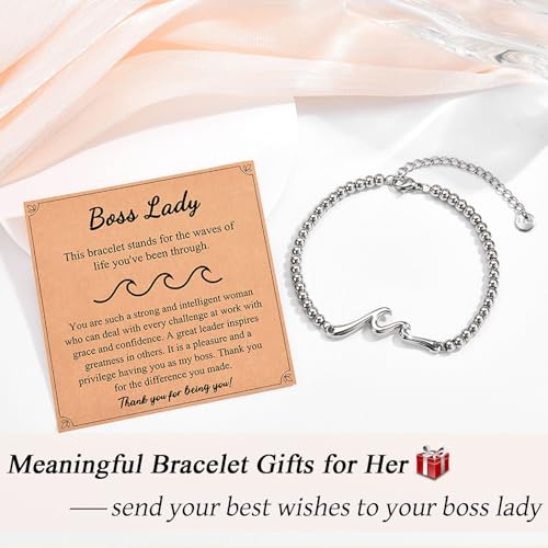 Gifts for Best Friend Sister Daughter Granddauhgter Niece, The Wave of Life Bracelet, Christmas Birthday Valentines Graduation Day Gifts for Women Her3