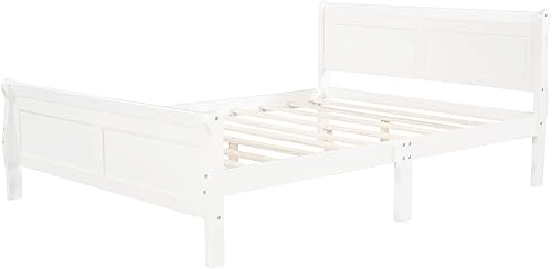 Miniatura 20 de Cama de plataforma de madera con cabecera y estribo, soporte de listones de madera resistente, no requiere somier, montaje simple para niños, niñas,