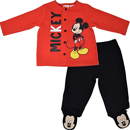 Disney Mickey Mouse Baby Boys Fleece Jacket and Footed Pants Set 0-3 Months Red/Black