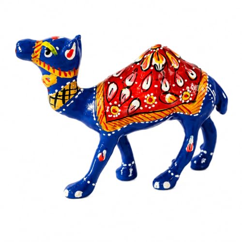 Image of eCraftIndia Handcrafted Multicolor Camel Showpiece for Home Decor | Traditional Rajasthani Painted Camel Figurine | Decorative Table Accent, Office Desk Decor & Ethnic Gifting Item