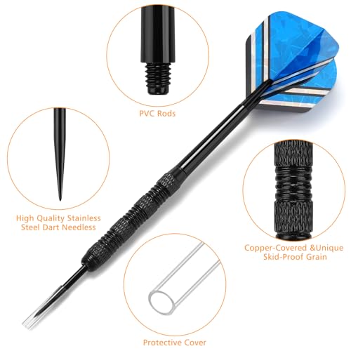 Image of Accmor Metal Tip Darts, Steel Tip Darts, 14 Grams Professional Metal Darts, Darts Metal Tip Set, Metal Darts for Dartboard