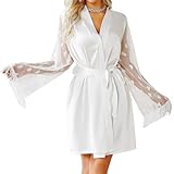 Stil: Hochzeitsmantel ist perfekt für Hochzeitstag, Hochzeitsgeschenk, Brautgeschenk, Junggesellinnenabschied, machen Sie sich bereit für Hochzeit, Brautjungfernkleid, Spa, Fotoshooting, Bademantel, Nachtwäsche, Hauskleidung oder jede sexy Nacht zu Hause