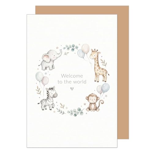 Edition Seidel Tarjeta de felicitación premium para nacimiento con sobre, tarjeta de felicitación, tarjeta de nacimiento, tarjeta de bebé, frase, frases en inglés, llegada, hola, bienvenida, niña
