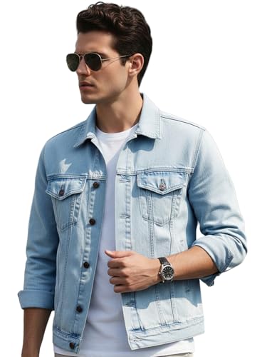 Image of Urbano Fashion Men's Regular Fit Washed Full Sleeve Denim Jacket