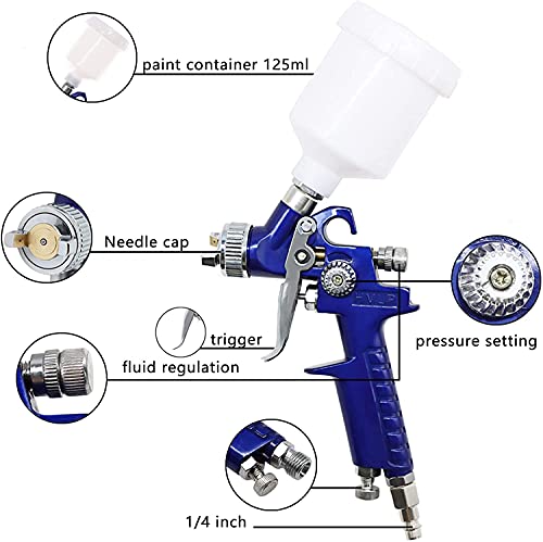 ANCLLO 1.0mm Mini HVLP Air Spray Gun Airbrush Kit Touch Up Paint Sprayer Gravity Feed Air Brush Set Auto Car Painting for Spot Repair - Image 6