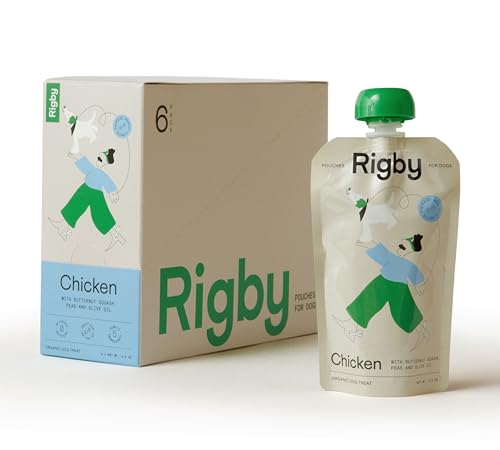Rigby Organic Free-Range Chicken Dog Treat Squeeze Pouches One Pouch Every Day for Meal Topping Training Pill Pockets Lick Mats & Enrichment Low-Calorie Real Food for Digestion & Daily Health