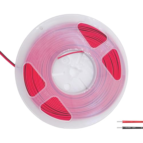 Clearhill 20M/65.6FT 18AWG Electrical Wire,2 Pin Black Red Wire Cable,for 12V/24V DCLed Strips Single Colour
