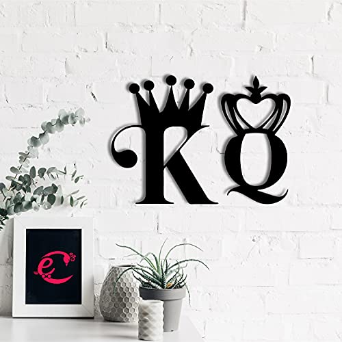 Image of eCraftIndia King Queen Love Wooden Wall Decor for Living Room Bedroom| Home Wall Decor Items| Wall Art for Home Decor Valentine Gift for Girlfriend Boyfriend Husband Wife Her Him| Valentine Decoration