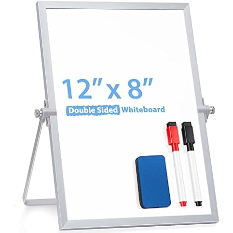 Small Desktop Whiteboard 30 X 20 cm, ARCOBIS Mini Magnetic Whiteboard with Stand A4 Portable Double Sided Dry Erase Board to Do List Easel for Drawing in School & Home & Office Cover