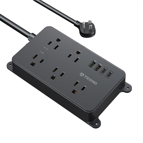 TROND Power Strip Surge Protector, Wall Mount, 5ft, ETL Listed