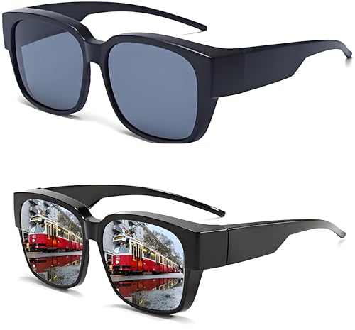 Image of Sunglasses fit over Glasses Clip On Polarized sunglasses for Prescription Glasses Flip Up Fishing Driving Glasses