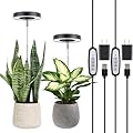 LORDEM Plant Grow Light, Full Spectrum LED Plant Light for Indoor Plants, Growing Lamp with Auto On/Off Timer, 4 Dimmable Brightness, 2 Packs of Black